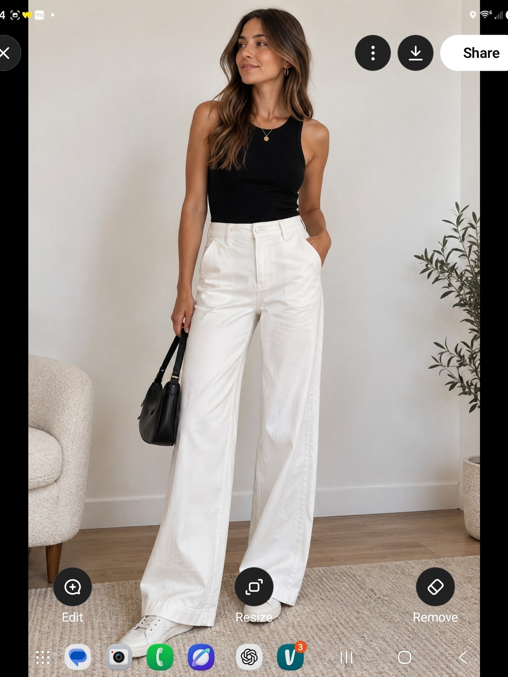 J. Crew Wide-Leg High-Rise Pants in White